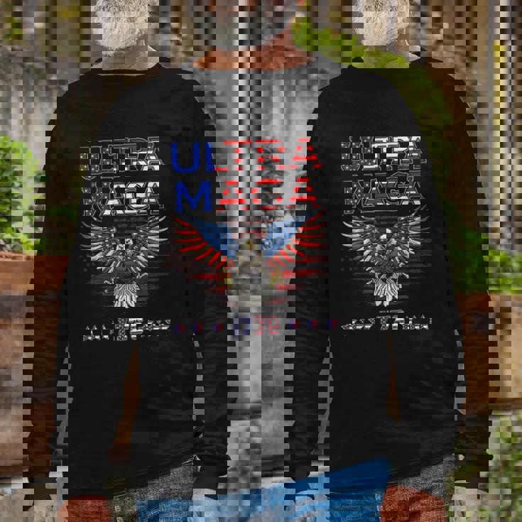Ultra Maga Eagle 2022 Ultra Maga Tee American Flag Eagle Long Sleeve T-Shirt Gifts for Old Men