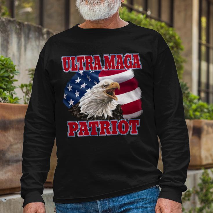 Ultra Maga Patriot American Eagle Us Flag Unisex Long Sleeve Gifts for Old Men