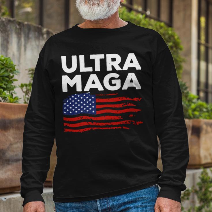 Ultra Maga Proud American Distressed Flag Patriotic Gift Unisex Long Sleeve Gifts for Old Men