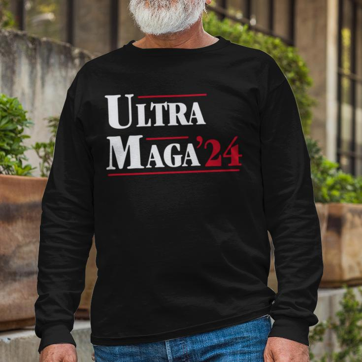 Ultra Maga Retro Style Red And White Text Long Sleeve T-Shirt Gifts for Old Men