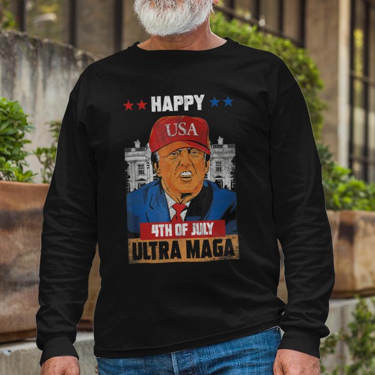 Ultra Maga Trump Happy 4Th Of July American Flag Unisex Long Sleeve Gifts for Old Men