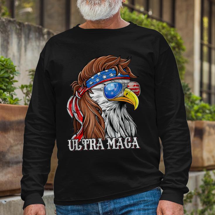 Ultra Maga Trump Sunglasses Eagle Head Usa Flag Bandana Unisex Long Sleeve Gifts for Old Men