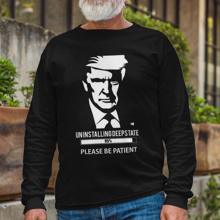 Ultra Maga Uninstalling Deep State Please Be Patient Funny Anti Biden Us Flag Pro Trump Trendy Unisex Long Sleeve Gifts for Old Men