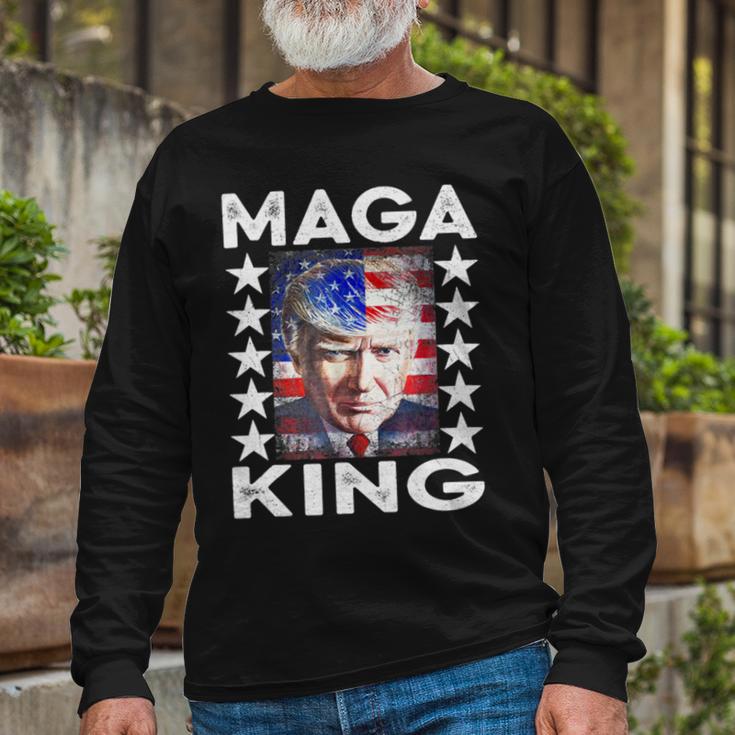 Ultra Mega King Trump Vintage American Us Flag Anti Biden Unisex Long Sleeve Gifts for Old Men