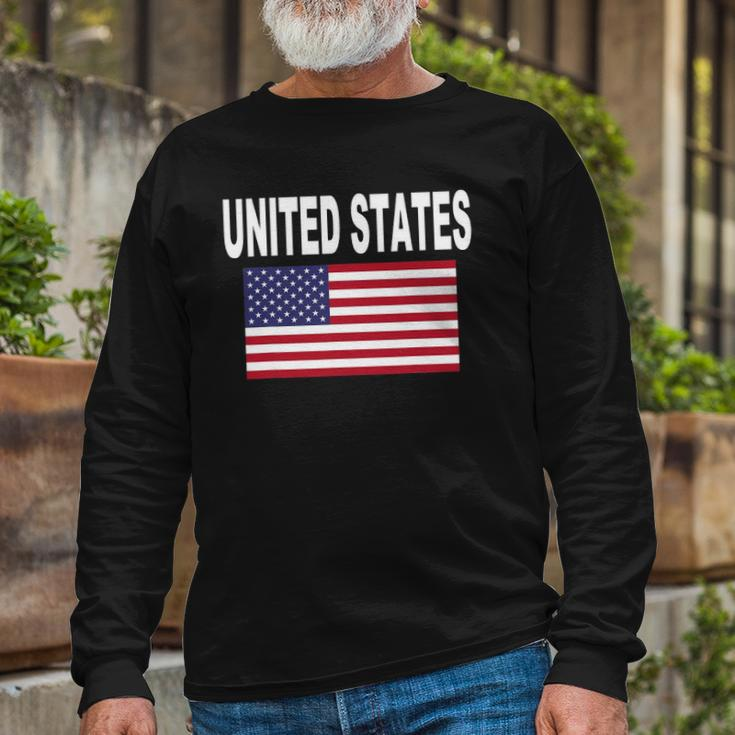 United States Flag Cool Usa American Flags Top Tee Long Sleeve T-Shirt T-Shirt Gifts for Old Men