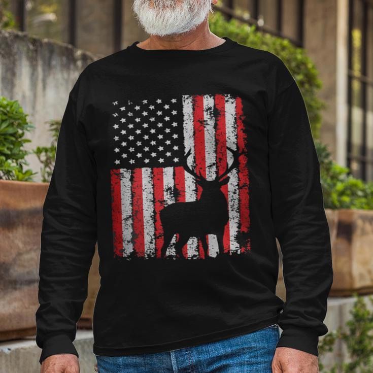 Usa Flag Day Deer Hunting 4Th July Patriotic Long Sleeve T-Shirt Gifts for Old Men