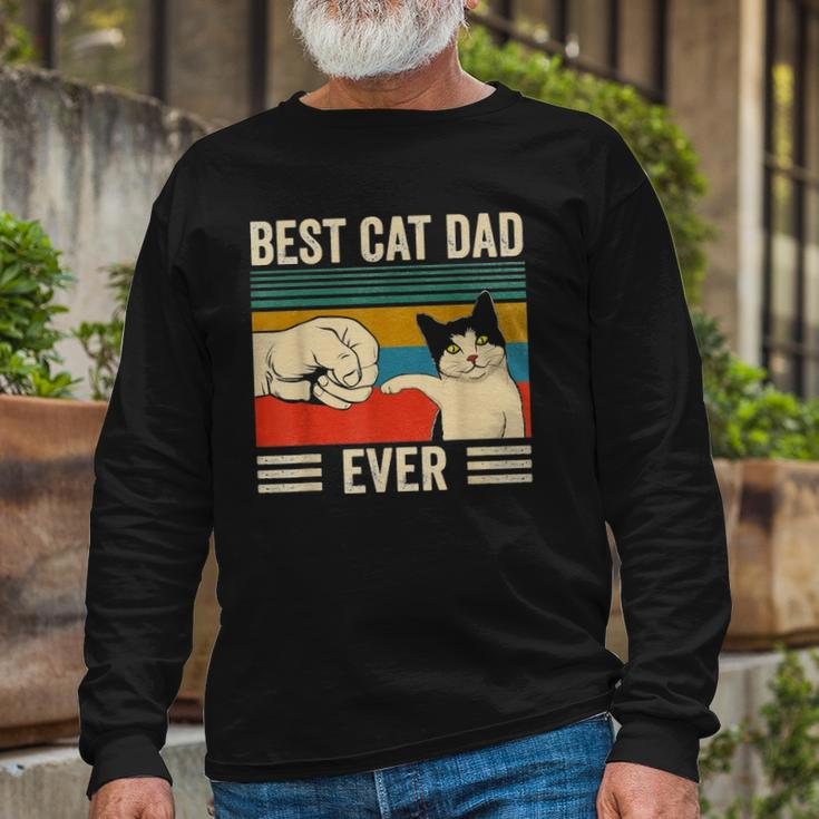 Vintage Best Cat Dad Ever Bump Fit Classic Long Sleeve T-Shirt T-Shirt Gifts for Old Men