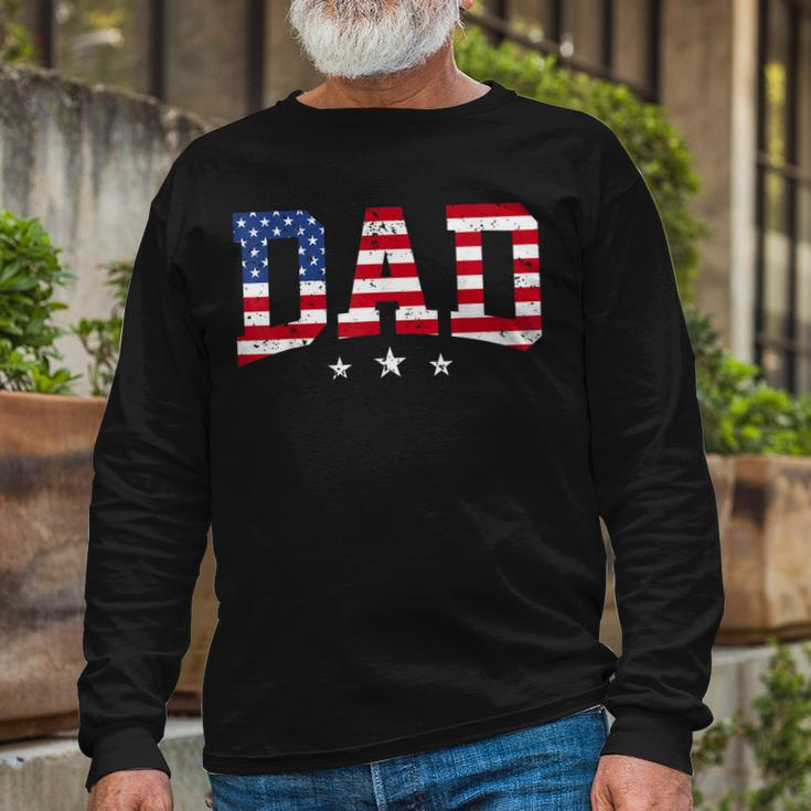 Vintage Dad Fathers Day American Flag Usa Dad 4Th Of July Long Sleeve T-Shirt T-Shirt Gifts for Old Men