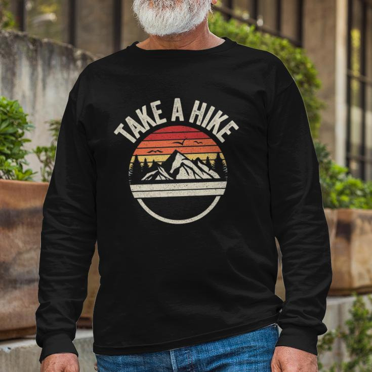 Vintage Retro Take A Hike Hiker Outdoors Camping Long Sleeve T-Shirt T-Shirt Gifts for Old Men