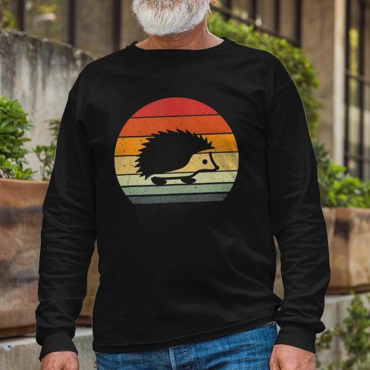 Vintage Retro Sunset Hedgehog Lovers Long Sleeve T-Shirt T-Shirt Gifts for Old Men