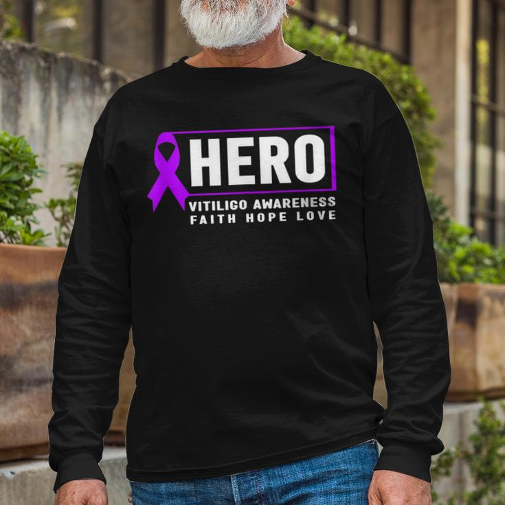 Vitiligo Awareness Hero Purple Vitiligo Awareness Long Sleeve T-Shirt Gifts for Old Men