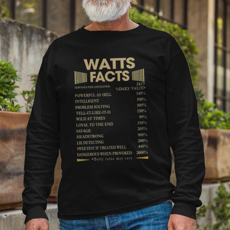 Watts Name Watts Facts Long Sleeve T-Shirt Gifts for Old Men