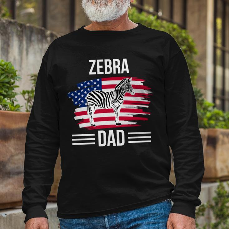Zebra Us Flag 4Th Of July Fathers Day Zebra Dad Long Sleeve T-Shirt Gifts for Old Men