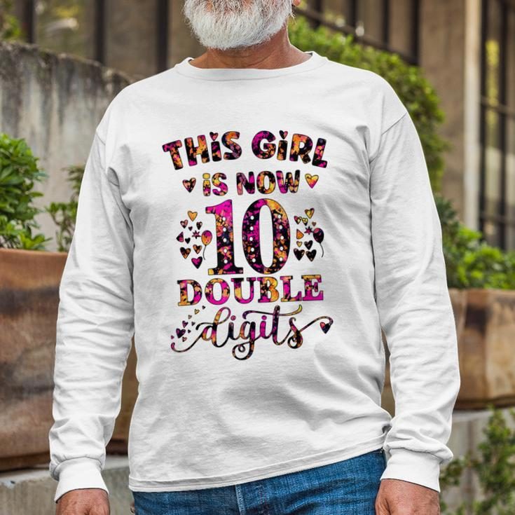 10Th Birthday This Girl Is Now 10 Double Digits Tie Dye Long Sleeve T-Shirt Gifts for Old Men