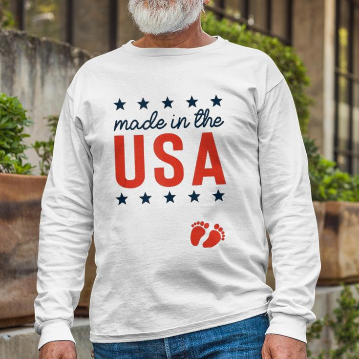 4Th Of July Baby Pregnancy Announcement Made In The Usa Long Sleeve T-Shirt T-Shirt Gifts for Old Men