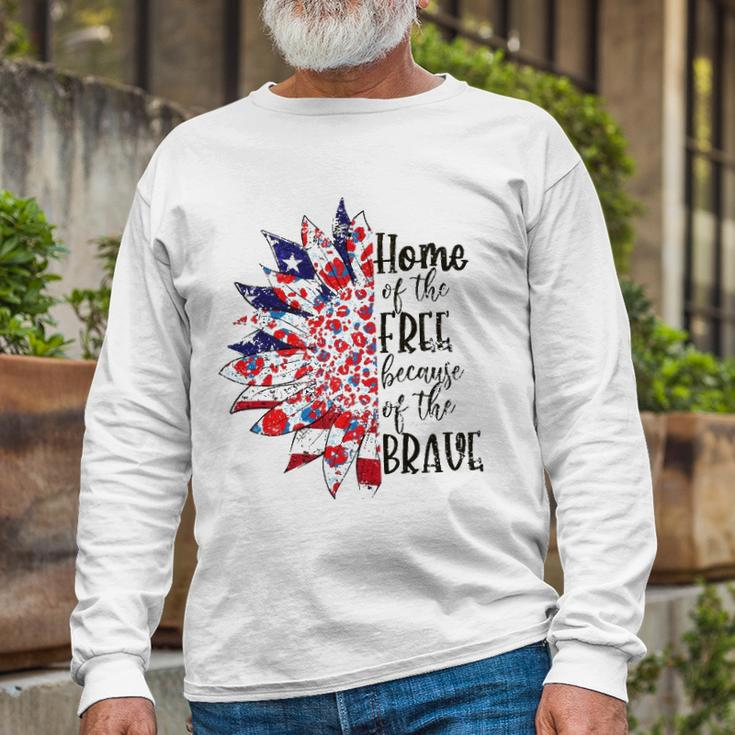 America The Home Of Free Because Of The Brave Plus Size Long Sleeve T-Shirt T-Shirt Gifts for Old Men