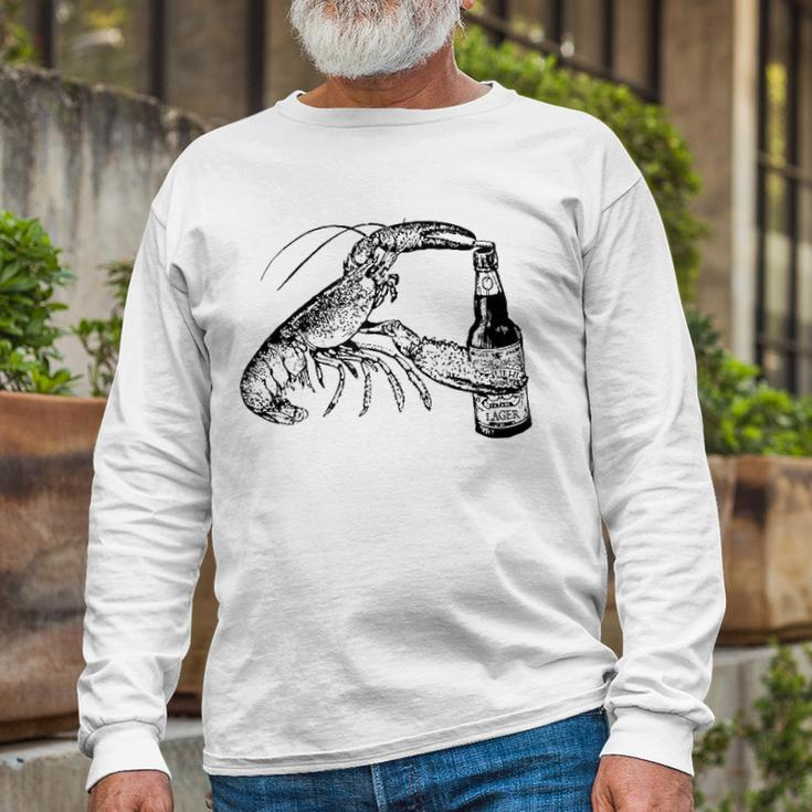Beer Drinking Lobster Craft Beer Long Sleeve T-Shirt T-Shirt Gifts for Old Men