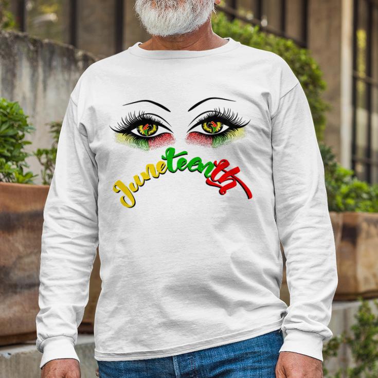 Bright Eyes Juneteenth African American Eye Black Flag V2 Unisex Long Sleeve Gifts for Old Men