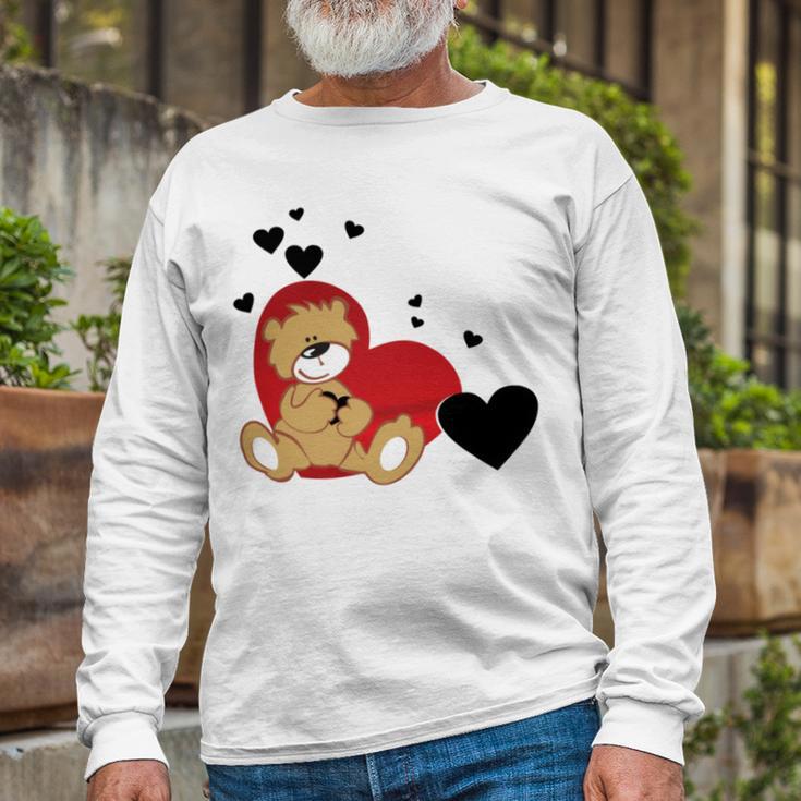 Cartoon Animal Happy Loving Teddy Bear Unisex Long Sleeve Gifts for Old Men