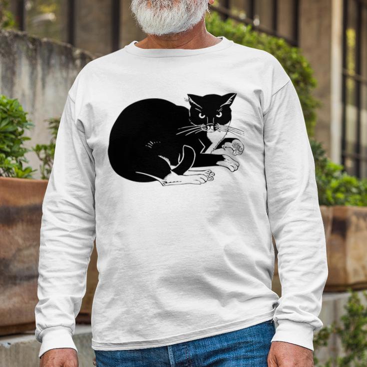 Cat Cut Cat Cat Lovers Black Cat Funny Cat Birthday Cat Gift Cat Danger Kitty V3 Unisex Long Sleeve Gifts for Old Men