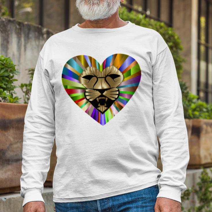 Colored Lion Heart Unisex Long Sleeve Gifts for Old Men