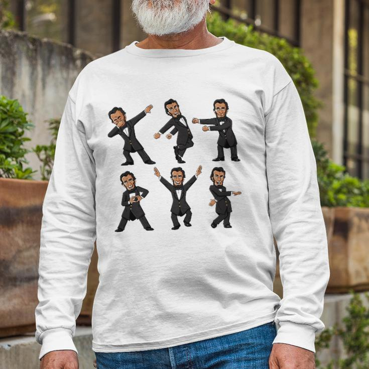 Dancing Abraham Lincoln 4Th Of July Boys Girls Long Sleeve T-Shirt T-Shirt Gifts for Old Men