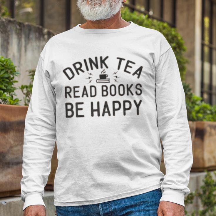 Drink Tea Read Books Unisex Long Sleeve Gifts for Old Men