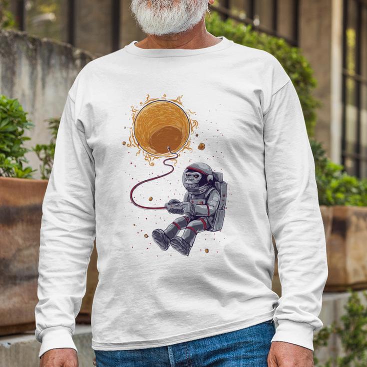 Funny Astronaut Monkey Blowing Sun V2 Unisex Long Sleeve Gifts for Old Men