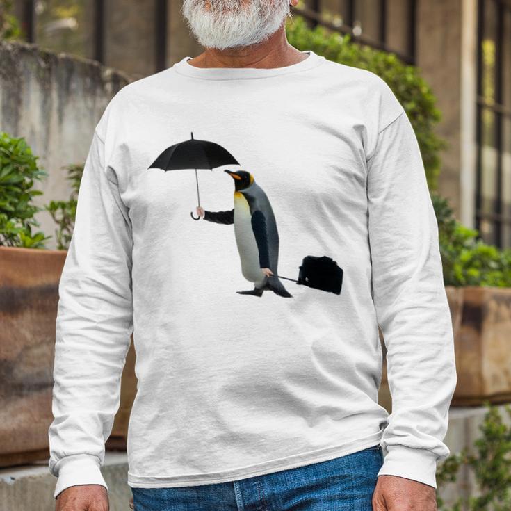 Funny Business Penguin Birds With Human Hands Unisex Long Sleeve Gifts for Old Men