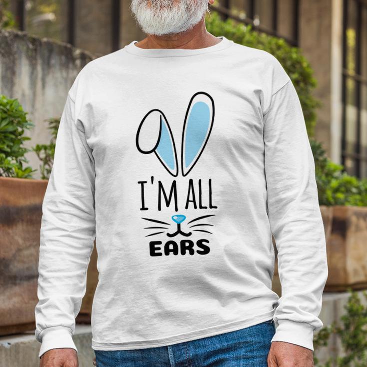 Funny Cute Pastel Blue Bunny Im All Ears Rabbit Happy Easter Day Gift For Girls Women Mom Mommy Family Birthday Holiday Christmas Unisex Long Sleeve Gifts for Old Men