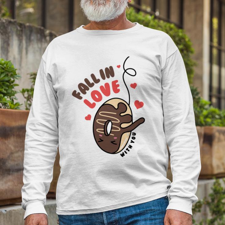 Funny Donut Fall In Love Unisex Long Sleeve Gifts for Old Men