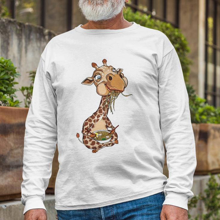 Giraffe Eating Ramen Kawaii Giraffe Japanese Noodle Long Sleeve T-Shirt T-Shirt Gifts for Old Men