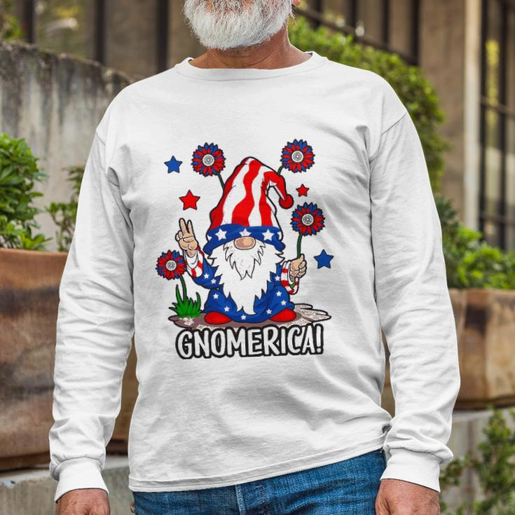 Gnomes 4Th Of July Gnomerica Girls American Flag Long Sleeve T-Shirt T-Shirt Gifts for Old Men