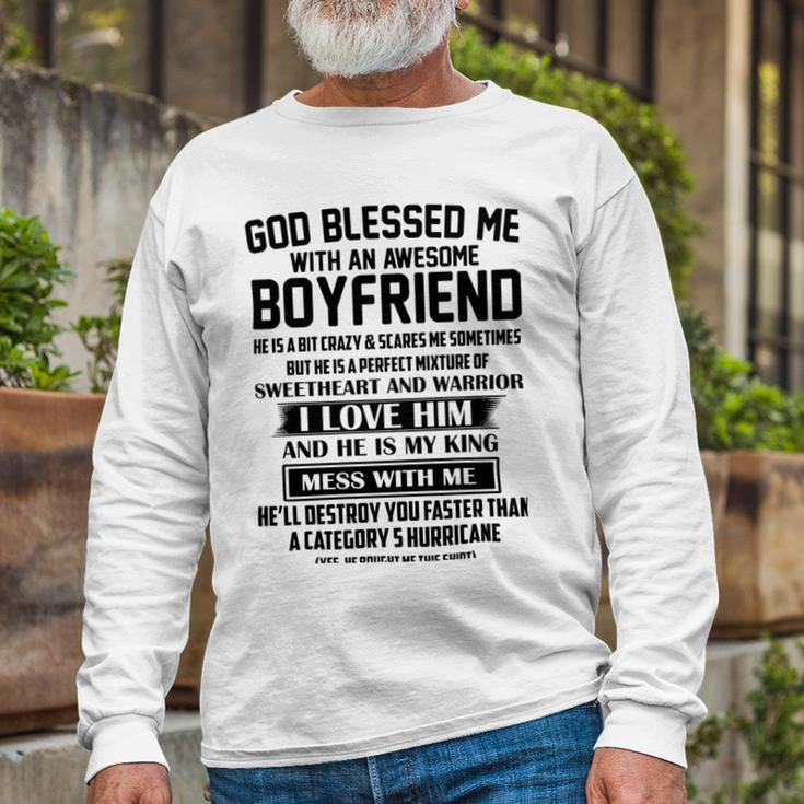 God Blessed Me With An Awesome Boyfriend Unisex Long Sleeve Gifts for Old Men