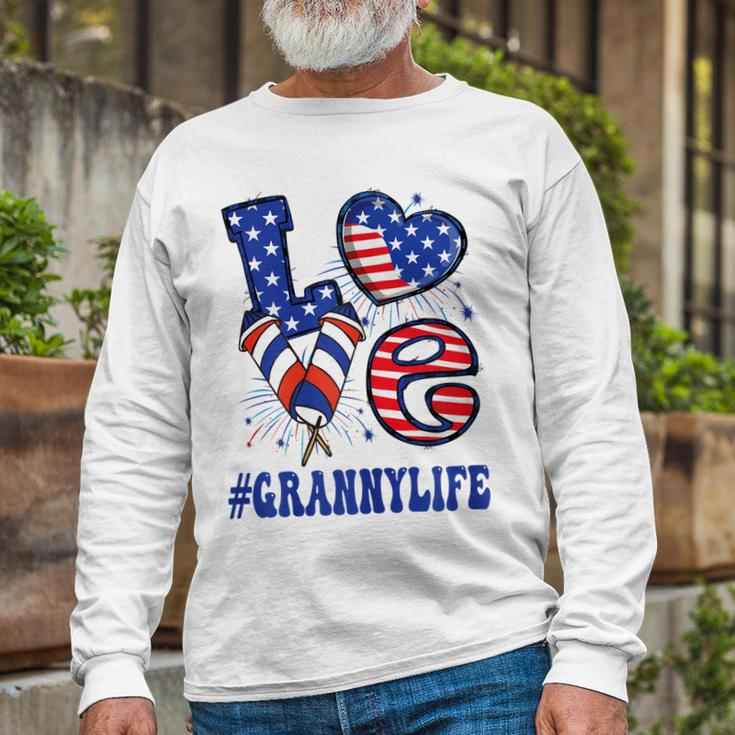 Granny Love Usa Flag Grandma 4Th Of July Matching Long Sleeve T-Shirt Gifts for Old Men