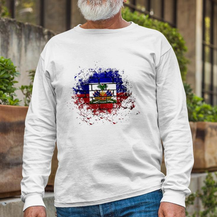 Haiti Haitian Flag Day Proud Country Love Ayiti Long Sleeve T-Shirt T-Shirt Gifts for Old Men