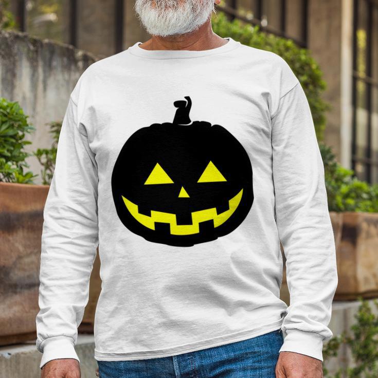 Happy Halloween Scary Black Pumpkin Pattern Unisex Long Sleeve Gifts for Old Men