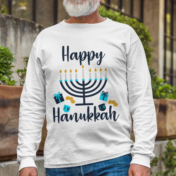 Happy Hanukkah Chanukah Pajama 893 Shirt Unisex Long Sleeve Gifts for Old Men