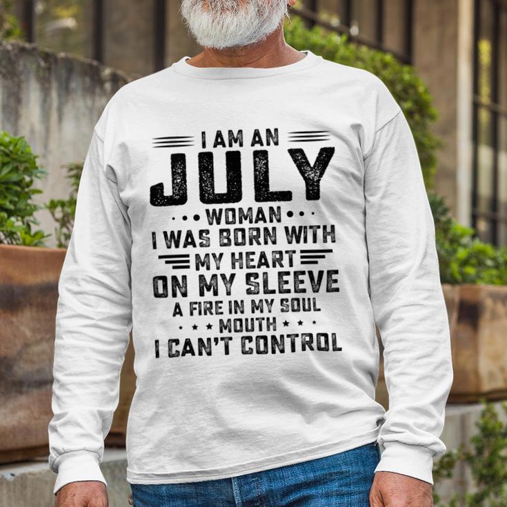 I Am An July Woman I Was Born With My Heart On My Sleevepng V2 Unisex Long Sleeve Gifts for Old Men