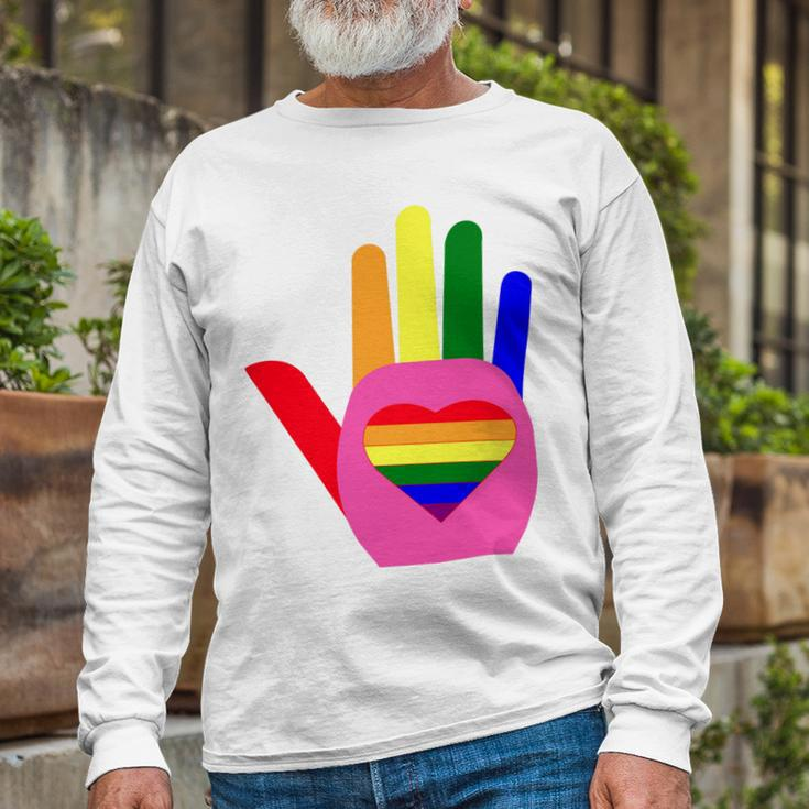 Lgbt Pride Month Lgbt History Month Slogan Shirt Lgbt Hand Long Sleeve T-Shirt Gifts for Old Men