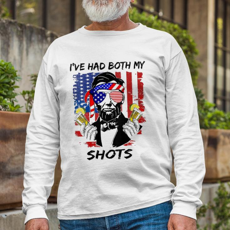Lincoln 4Th Of July Ive Had Both My Shots V-Neck Long Sleeve T-Shirt Gifts for Old Men