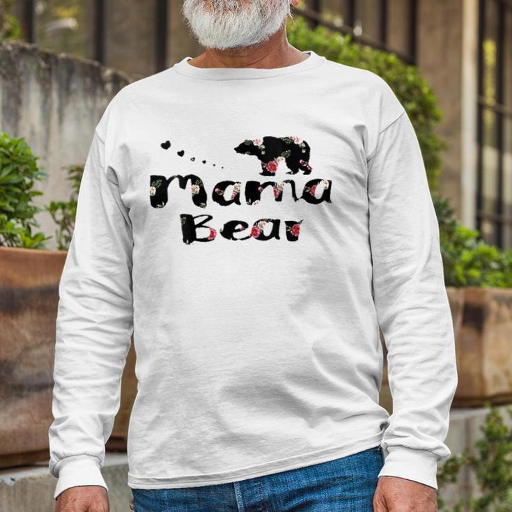 Mama Bear Mom Life Floral Heart Top Boho Outfit Long Sleeve T-Shirt T-Shirt Gifts for Old Men