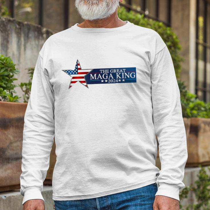 Mega King Usa Flag Proud Ultra Maga Trump 2024 Trump Support Long Sleeve T-Shirt T-Shirt Gifts for Old Men