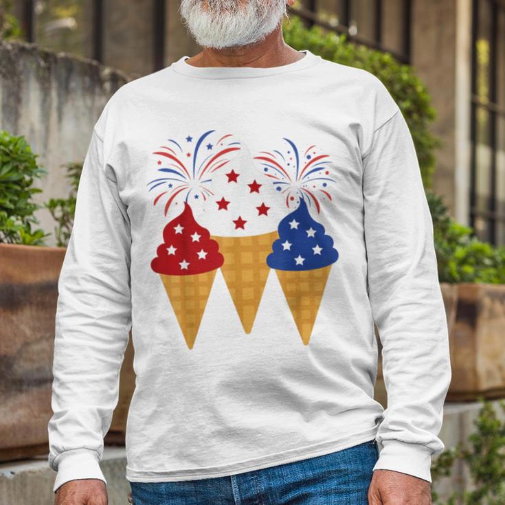 Memorial Day 4Th Of July Holiday Patriotic Ice Cream Unisex Long Sleeve Gifts for Old Men