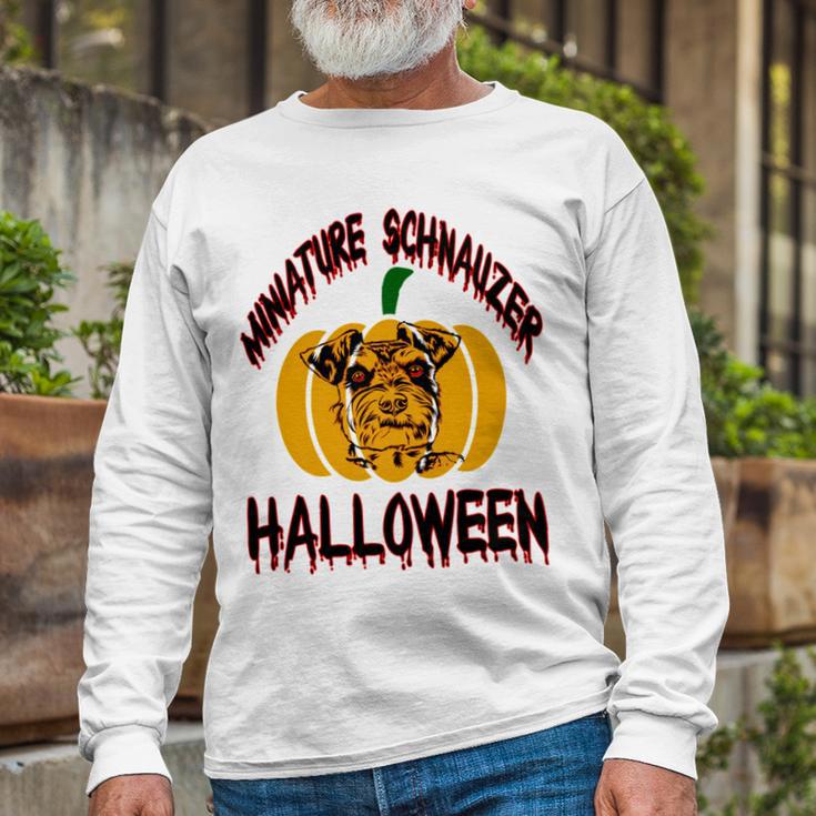 Miniature Schnauzer Halloween On All Hallows Night Unisex Long Sleeve Gifts for Old Men