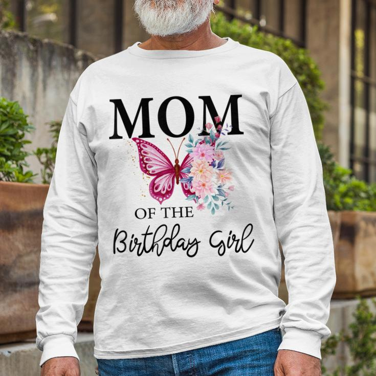 Mom 1St First Birthday Matching Butterfly Floral Long Sleeve T-Shirt Gifts for Old Men