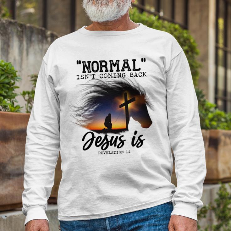 Normal Isnt Coming Back Jesus Is Revelation For Horse Lovers Unisex Long Sleeve Gifts for Old Men