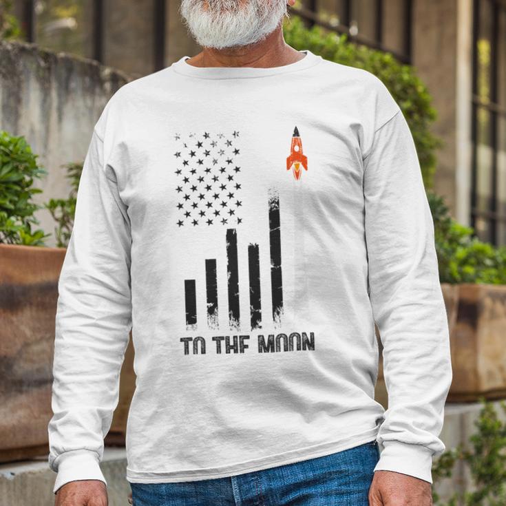 Official To The Moon Distressed Us Flag Stock Market Amc Gme Investor Cryptocurrency Investor Funny Unisex Long Sleeve Gifts for Old Men