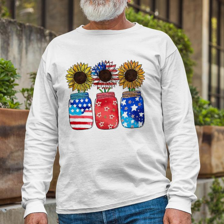 Patriotic Jar Sunflower American Flag 4Th Of July Long Sleeve T-Shirt T-Shirt Gifts for Old Men