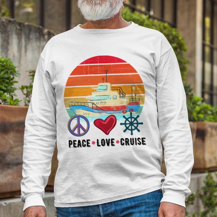 Peace Love Cruising Family Cruise Vacation Matching Gift Unisex Long Sleeve Gifts for Old Men